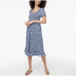 J. Crew Factory Smocked Midi dress with puff sleeves